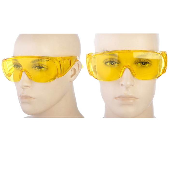 1 Pair Sunglasses Fit Over Frame Cover Glasses Drive Lens Safety Large Yellow