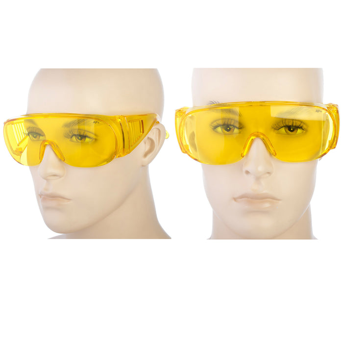 2 Pair Sunglasses Fit Over Frame Cover Glasses Drive Lens Safety Large Yellow