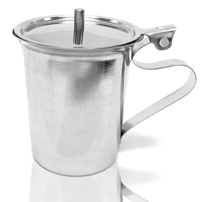 1 Stainless Steel Creamer Cover 10oz/296ml Silver Milk Frothing Pitcher Cup Lid