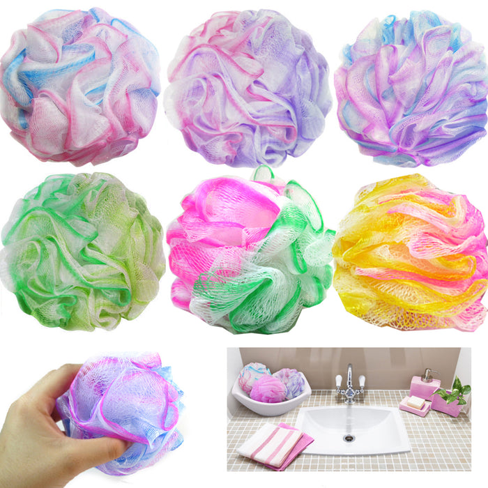 12 Bath Shower Puff Sponge Loofah Scrub Mesh Brush Ball Exfoliate Body Scrubber