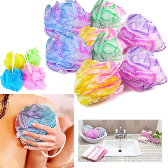 12 Bath Sponge Shower Nylon Mesh Scrubbers Body Massage Scrub Clean Mesh Scrub