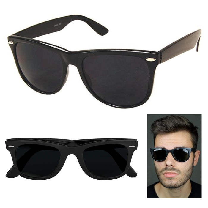 2 Pair Sunglasses Black Classic Frame Sun Shades Glasses Dark Lens UV Protection