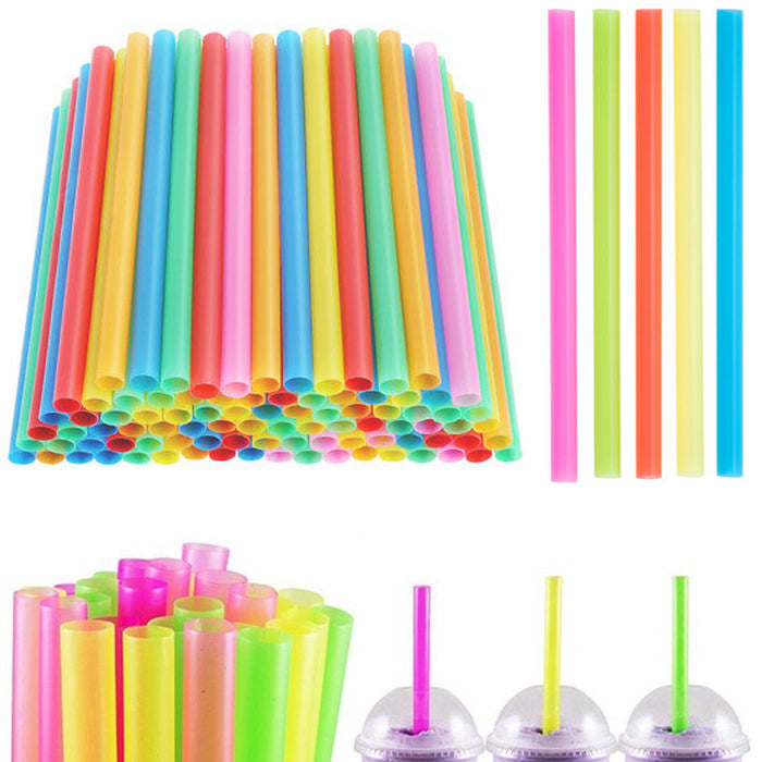 48 Large Wide Neon Drinking Straws Milkshake Smoothie Plastic Home Bar BPA Free