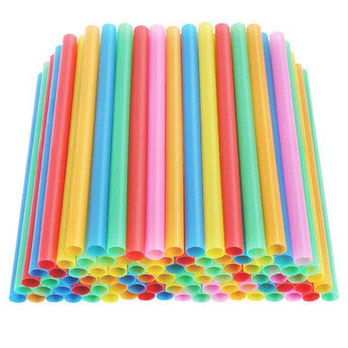 168 Ct Large Wide Neon Drinking Straws Milkshake Smoothie Plastic Home Bar Drink