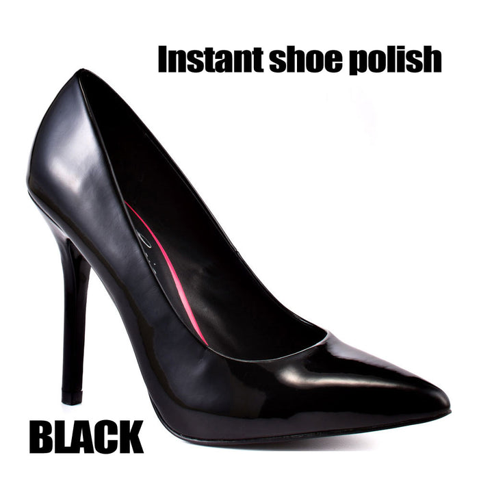 NUGGET Instant Shoe Polish BLACK 60ml 2oz Liquid Wax Shines Leather Boots Derby