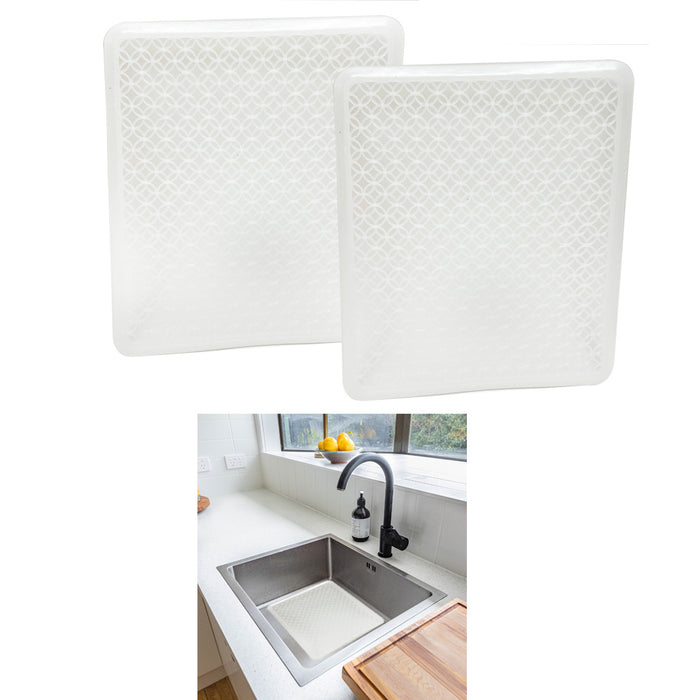 2pc Air Dry Mat Sink Protectors Kitchen Fast Drain Dish Drying Pad 11.25''x13''