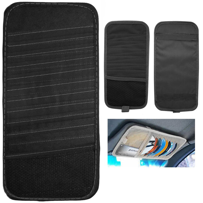 12 CD Car Sun Visor Storage Disc Capacity Dvd Holder Black Pocket Case Organizer