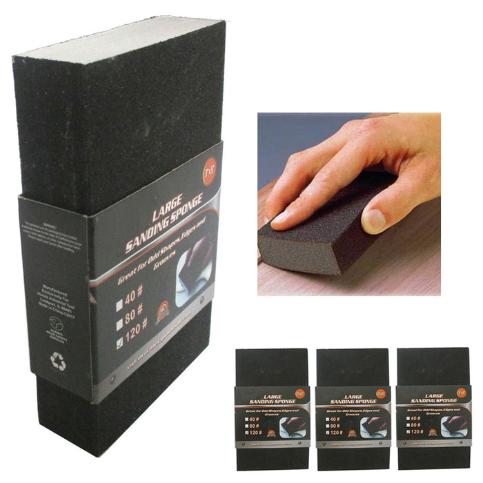 3 Pc Sanding Sponge Polishing Block Pad Set Sandpaper Foam Dual Angle Large Grit