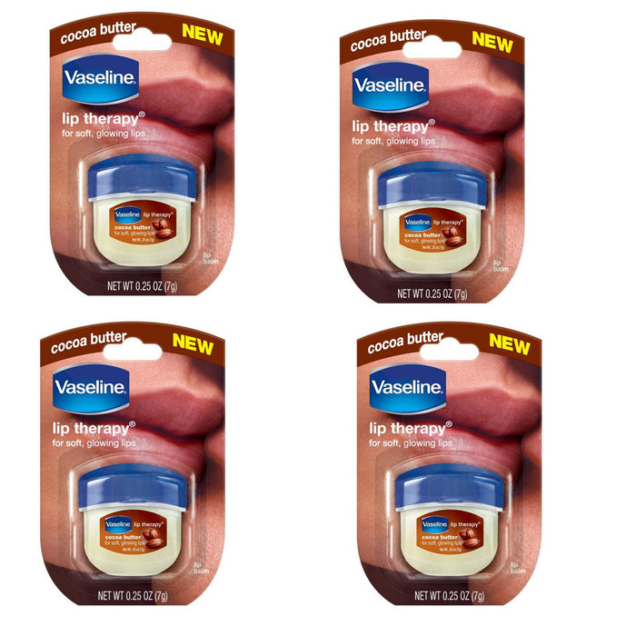 4 Vaseline Therapy Lip Balm 0.25 Oz Cocoa Butter Flavor Petroleum Jelly Mini Jar