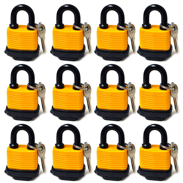 12 Pc Heavy Duty Padlocks 30mm Waterproof Keyed Pad Locks Home Security Durable