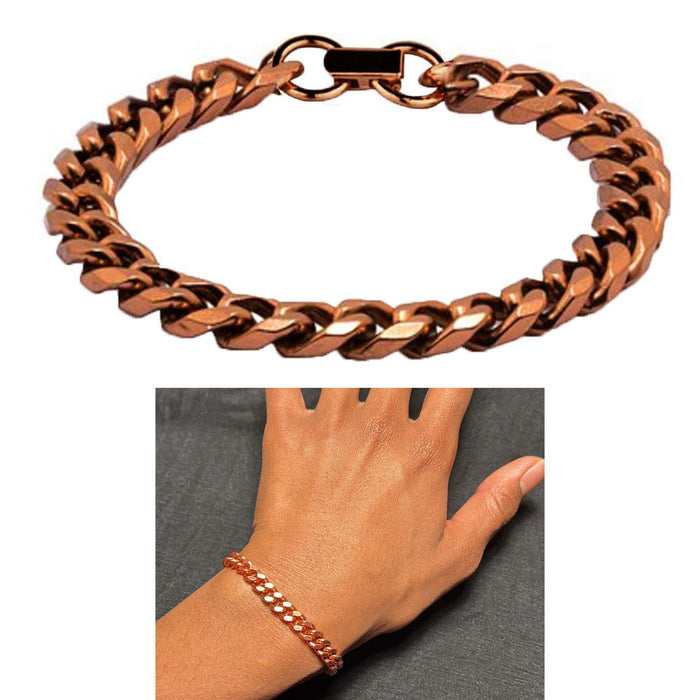 1 Pure Copper Bracelet Cuban Link Solid Chain Arthritis Relief Healing Energy