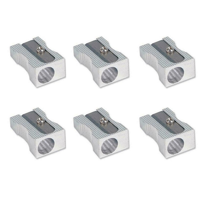 6 Pc Metal Pencil Sharpener Single Hole Crayon School Supplies Office Art Kids