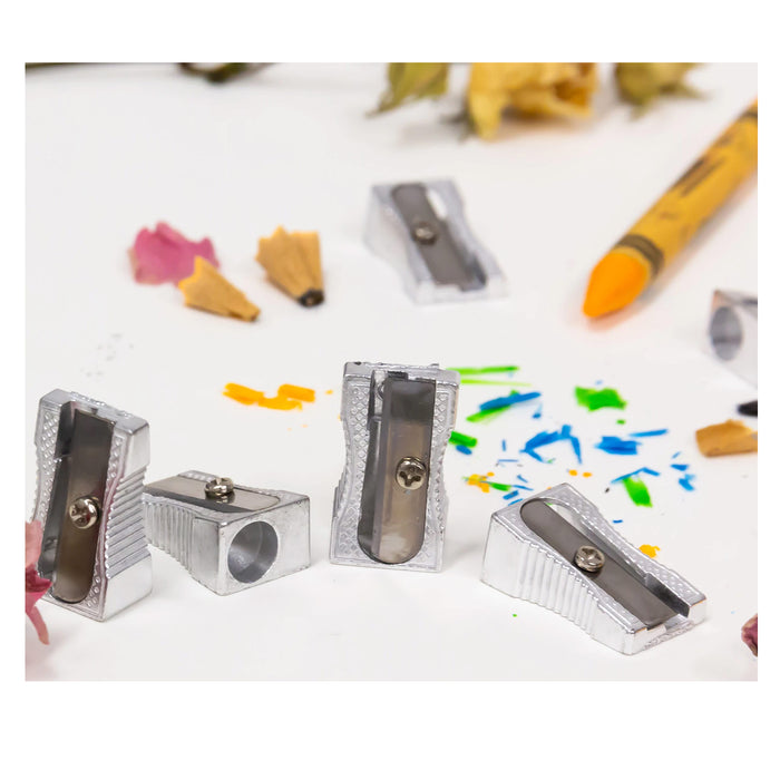 6 Pc Metal Pencil Sharpener Single Hole Crayon School Supplies Office Art Kids