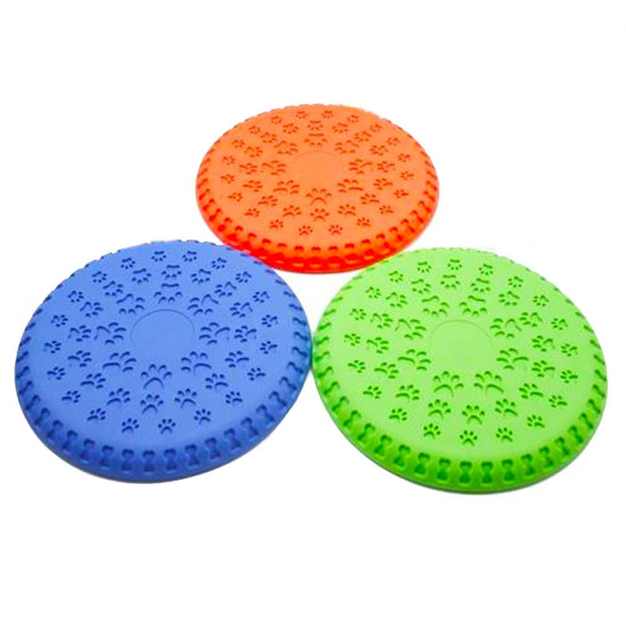 Pet Rubber Flying Disc 9" Catch Dog Fetch Toy Play Exercise Garden