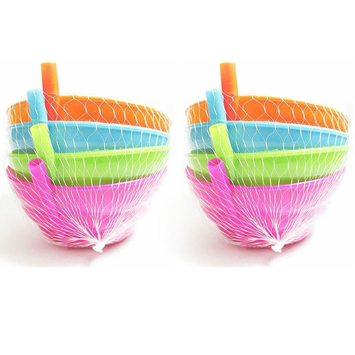 8 Pc Kids Sip A Bowl Cereal Built In Straw BPA Free Plastic Soup Drink Food Dish