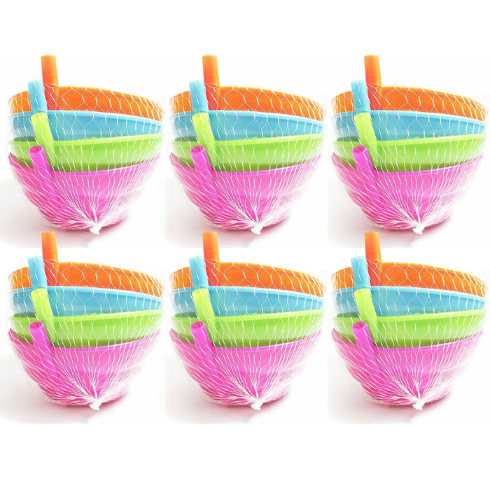 24 Pc Bowls Sip A Bowl Built-In Straw Cereal Children Kids Dish Toddler BPA Free