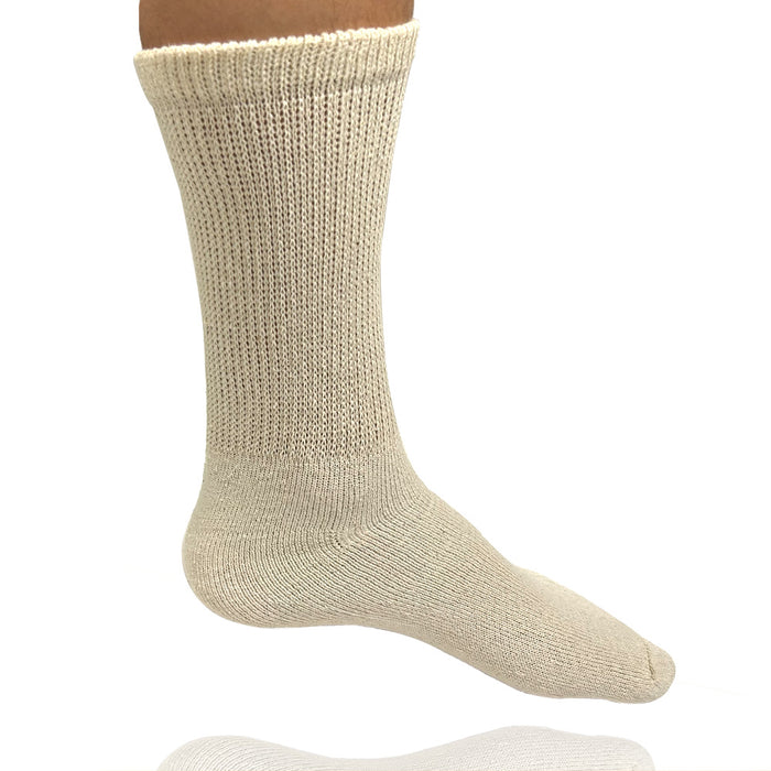 12 Pairs Women and Men Diabetic Circulatory Socks Non-Binding Support Tan 9-11