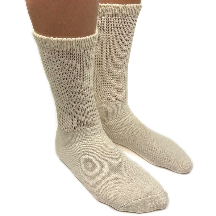 12 Pairs Women and Men Diabetic Circulatory Socks Non-Binding Support Tan 9-11