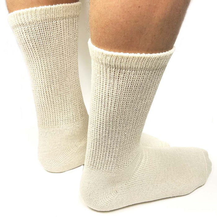 3 Pairs Diabetic Socks Seamless Crew Women Men Circulatory Non Binding 9-11 Tan
