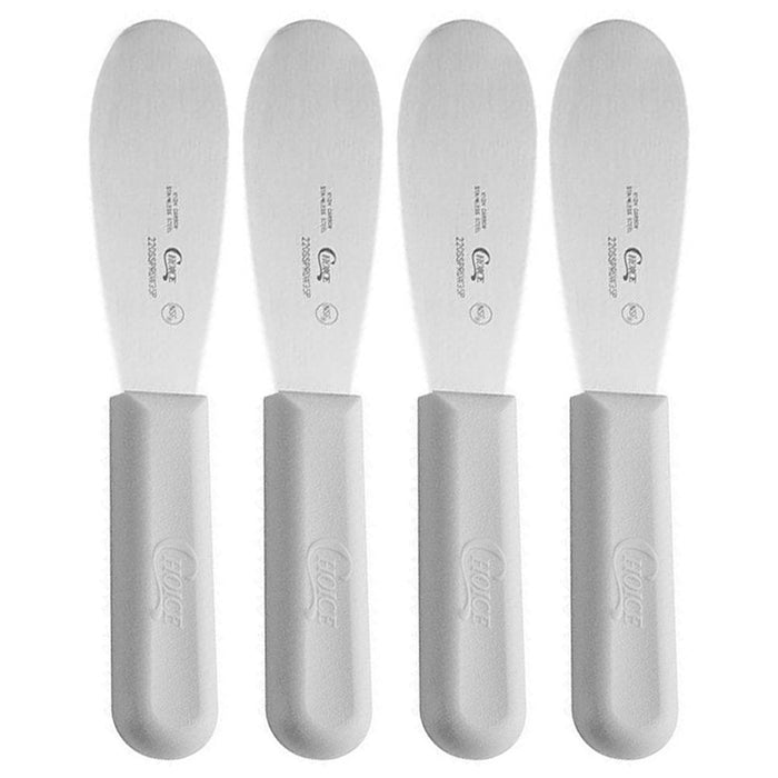 4 Pc 3 1/2" Sandwich Spreader Stainless Steel Blade White Handle Butter Cheese