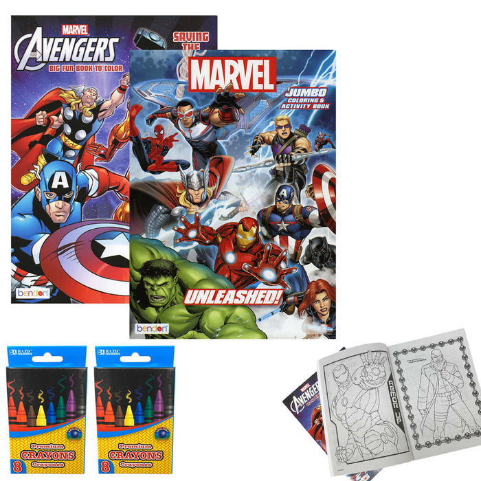 18PC Marvel Avengers Coloring Books Set Superheroes Activity Crayons Drawing Kit