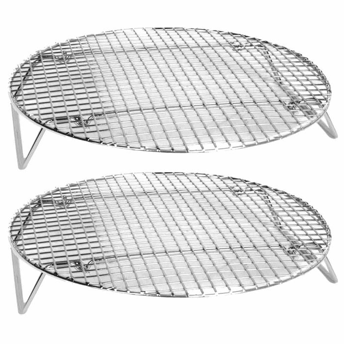 2 Steam Racks Stainless Steel Steamer Cooling Wire Oven Tray Round Trivet 10.5"