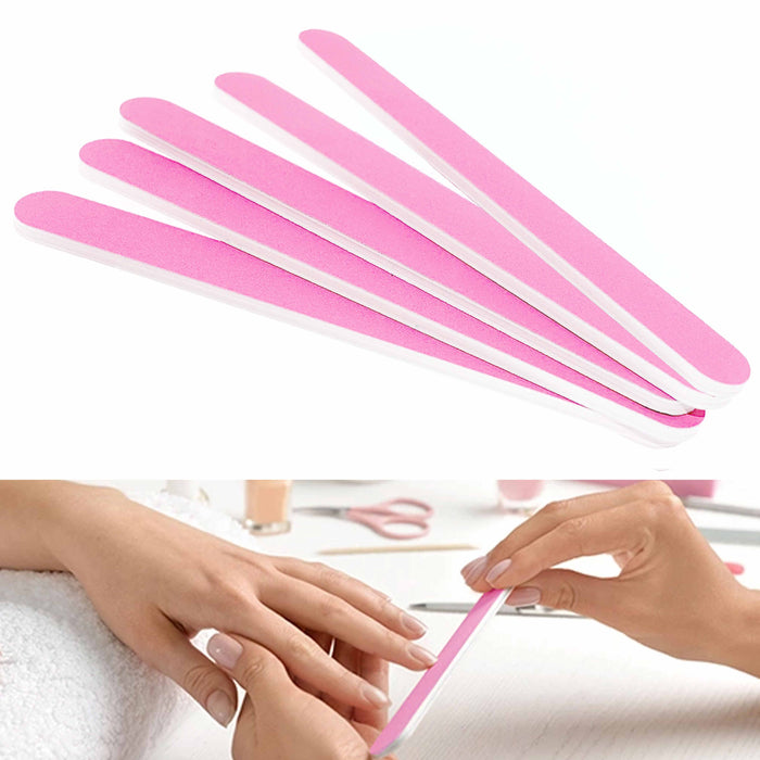 10 Pc Pro Nail File Double Sided Emery Boards Acrylic Manicure 280 320 Grit Pink