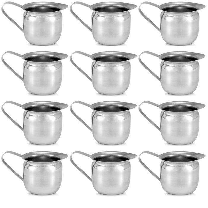 12pk 5oz Creamer Pitcher Stainless Steel Bell Dispenser Cup Cream Milk Tea Syrup