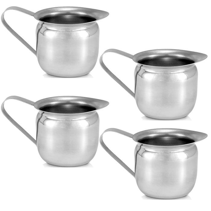 4pk Creamer Pitcher Bell Shaped 5oz Espresso Pouring Cup Stainless Steel Coffee