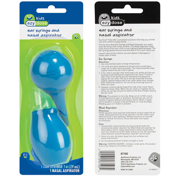 2 Pc Baby Nasal Aspirator Combo Sterile Ear Syringe Bulb Wax Suction Irrigation