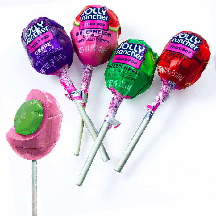 20 Pack Jolly Rancher Filled Pops Assorted Fruit Flavored Hard Candy Lollipops