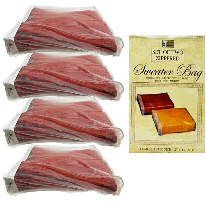 4 Pc Sweater Storage Garment Bag Clear 14" Fur Jacket Clothes Cover Dust Travel