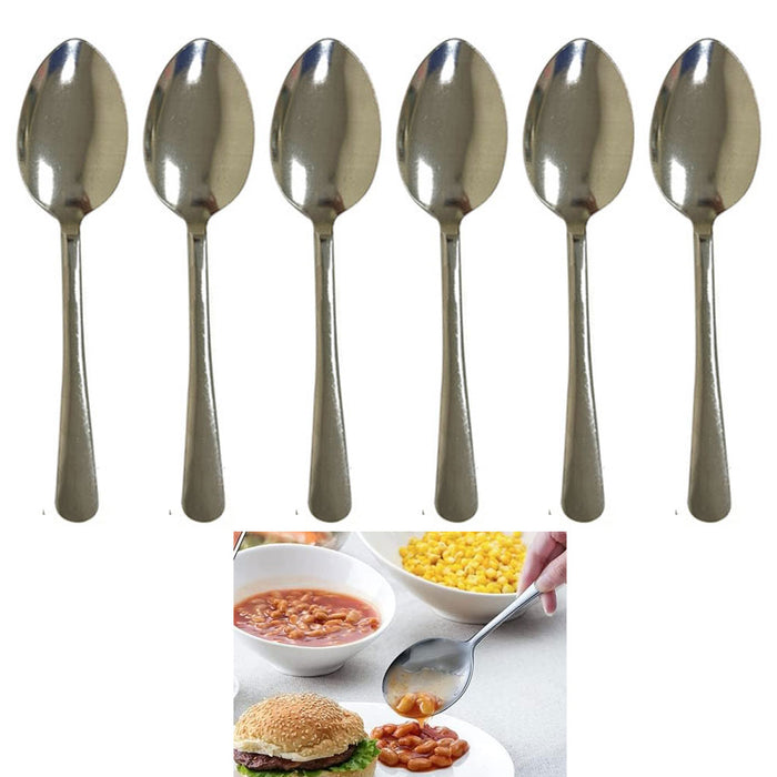 6 Pc Tablespoons Stainless Steel 18/0 Dinner Serving Spoon Utensil Silverware