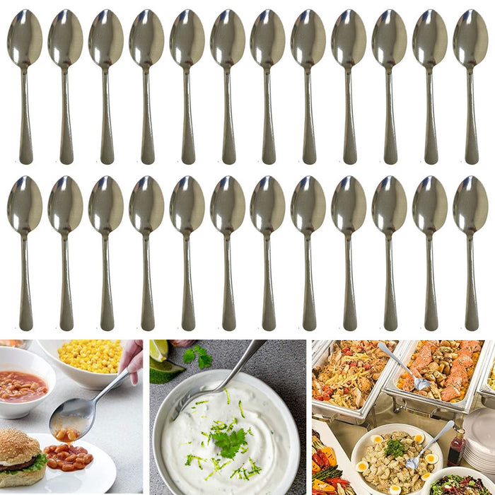 24 Pc Serving Tablespoons Stainless Steel Dinner Spoons Banquet Buffet Utensils
