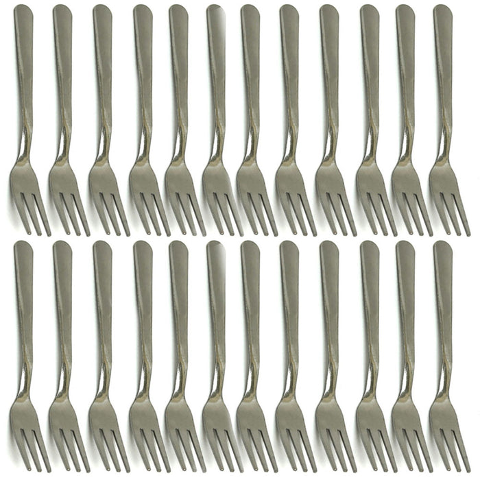 24 Pc Mini Stainless Steel Forks 5-5/8" Cocktail Oyster Crab Tasting Appetizers