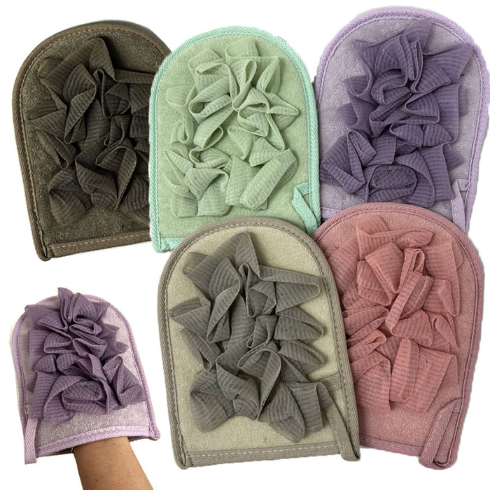 1 Exfoliating Gloves Spa Bath Sponge Mitts Shower Soap Loofah Skin Body Scrubber