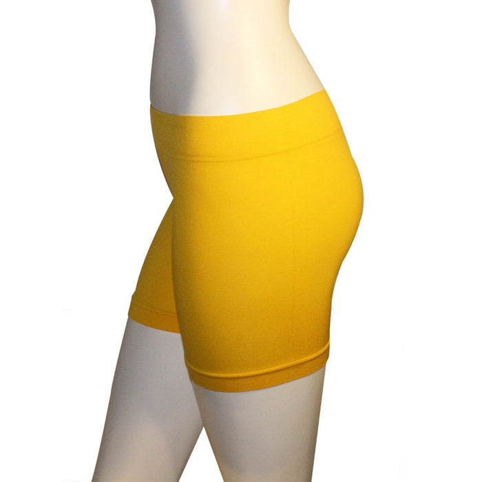 Bright Yellow Seamless Basic Athletic Layering Shorts Leggings Spandex ONE SIZE
