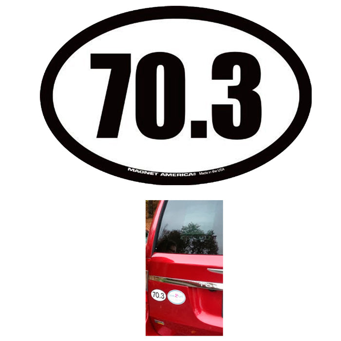 2X 70.3 Marathon Magnet Oval Decal Car Truck Fridge Sport Run Bike Swim Jog Gift