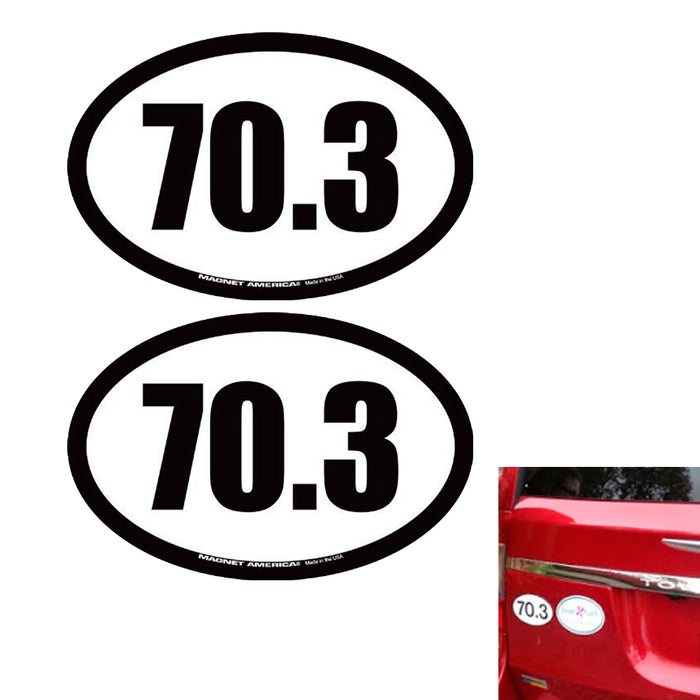 2X 70.3 Marathon Magnet Oval Decal Car Truck Fridge Sport Run Bike Swim Jog Gift