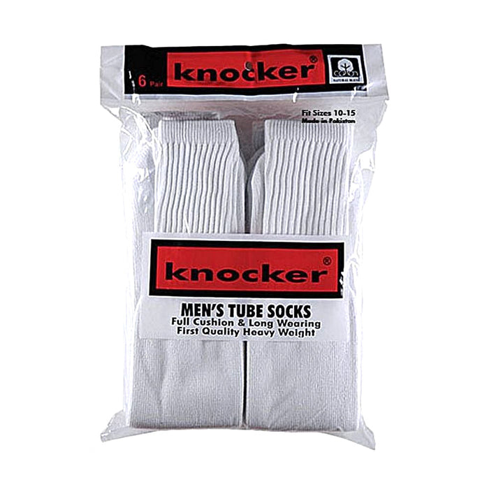 6 Pair Knocker Tube Socks Mens Full Cushion First Quality Athletic Long 10-15