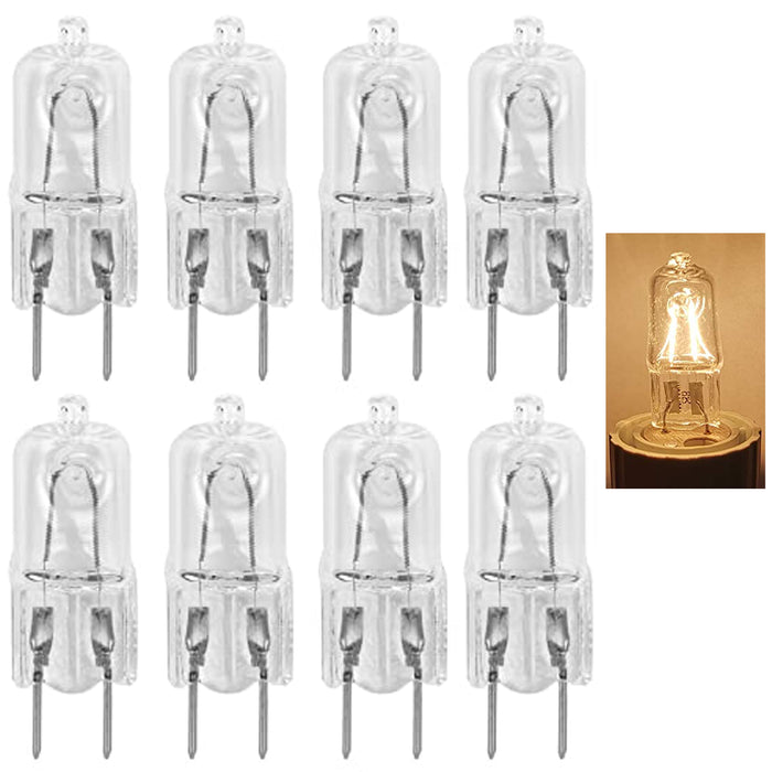 8 Pc Bi-Pin Halogen Light Bulb Replacements 25W 120V G8 Clear Capsule Base