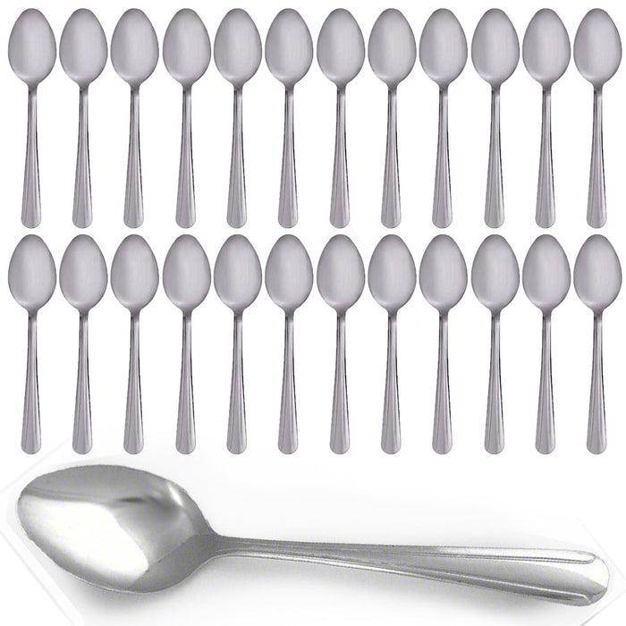 24 Pc Silver Dinner Spoons Stainless Steel Dessert Mirror Polished Flatware Home