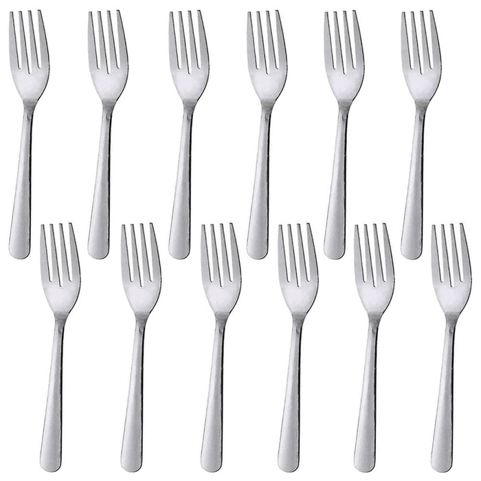 12 Pc Stainless Steel Salad Forks Fruit Utensils Flatware Mirror Polished Silver