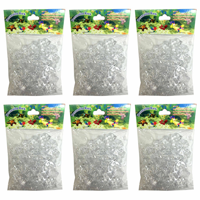 6 Bags Fish Tank Decorations Aquarium Artificial Plastic Rocks Clear Crystal 1lb