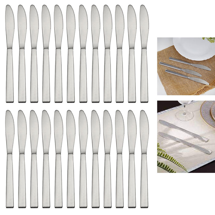 24 Silver Dinner Knives Stainless Steel Dessert Butter Knife Spreader Silverware