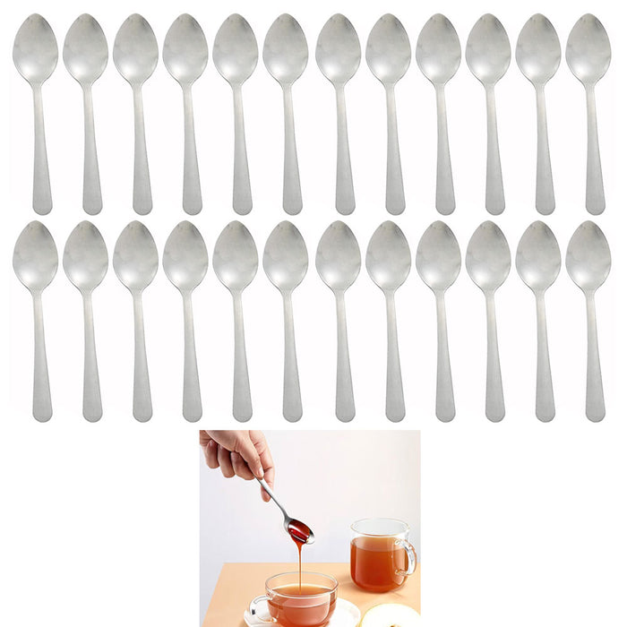 24 Silver Coffee Spoons Stainless Steel Demitasse Espresso Dessert Mini Utensils