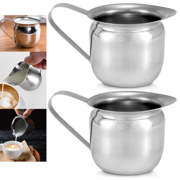 4pk Creamer Pitcher Bell Shaped 5oz Espresso Pouring Cup Stainless Steel Coffee