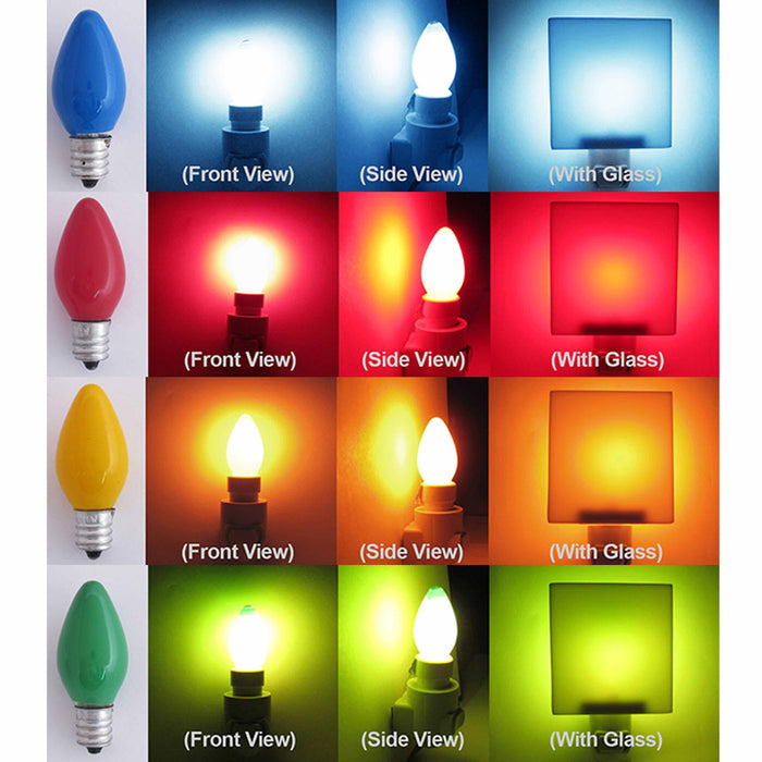 16 Colorful Night Light Bulbs Colors Candelabra 5w 120V Christmas Lighting Lamp