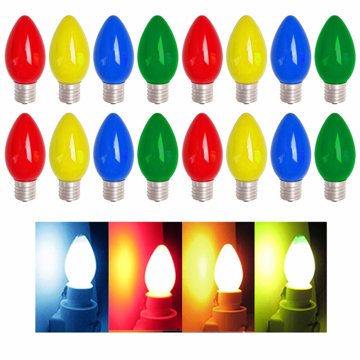 16 Colorful Night Light Bulbs Colors Candelabra 5w 120V Christmas Lighting Lamp