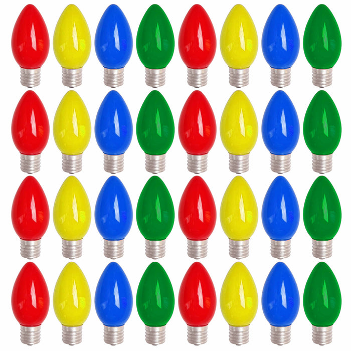 32 Night Light Bulbs Assorted Color Candelabra Lamp 5w 120V Lighting Candle Base